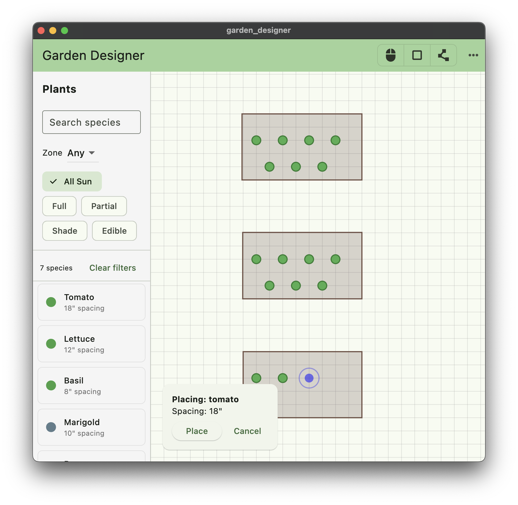 GardenDraft for macOS – canvas and tools